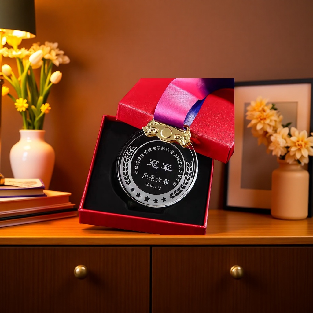 Customized metal medal, medal lanyard set, gold and silver plated commemorative medal, engraved with words Application Scenario