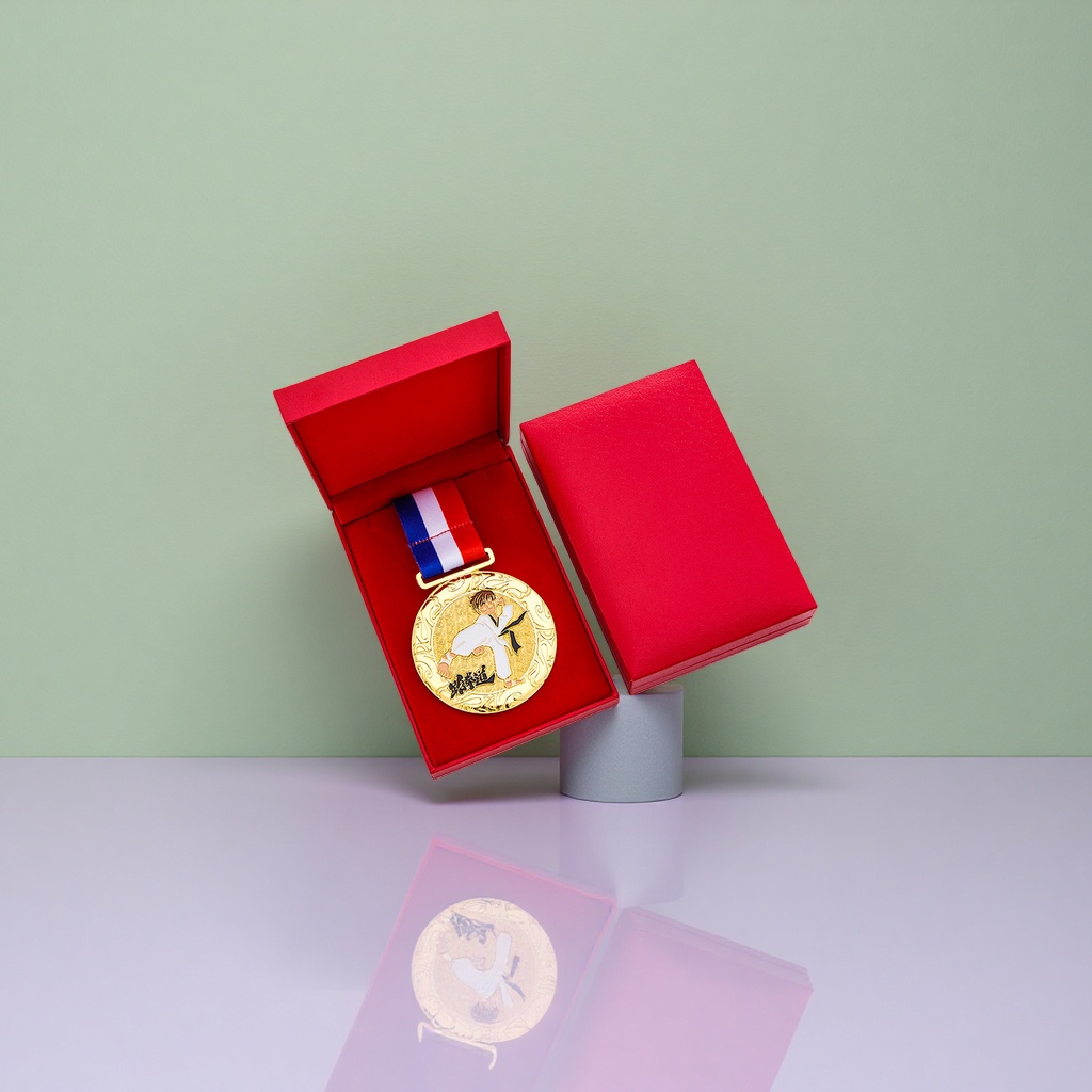 Custom-made gold-plated circular medal with engraved awarding souvenirs, 50mm single piece Application Scenario