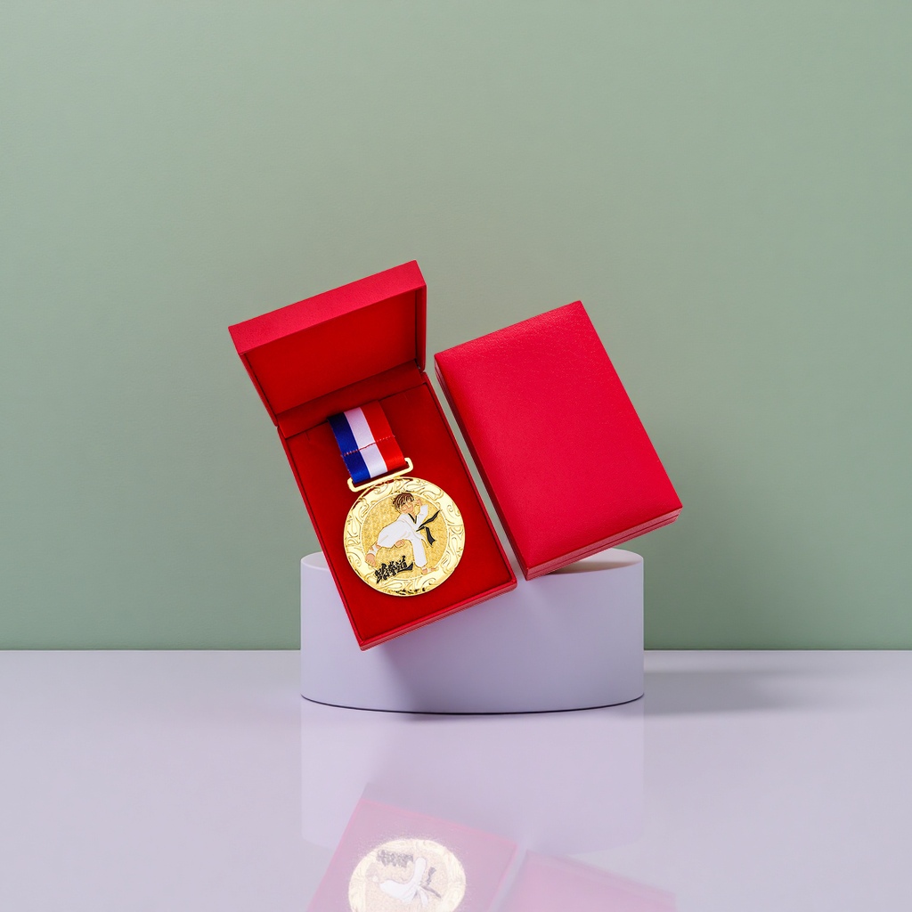 Custom-made gold-plated circular medal with engraved awarding souvenirs, 50mm single piece details Picture