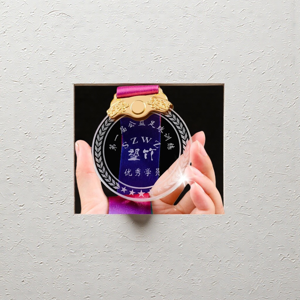 Customized high-transparency K9 crystal medal Commemorative medal gift box set details Picture