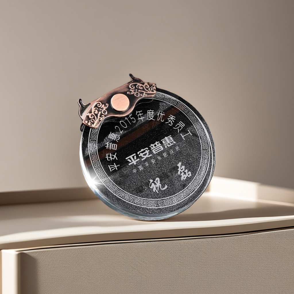 ميداليات تذكارية لمنح الجوائز على شكل دائري من سبائك الزنك من الميدالية البلورية Specification image