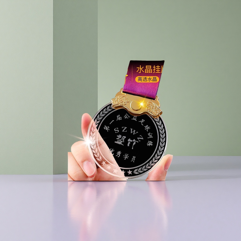 Customized crystal MEDALS, metallic texture commemorative MEDALS, engraved award gifts