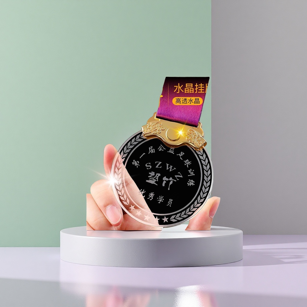Customized crystal MEDALS, metallic texture commemorative MEDALS, engraved award gifts Specification image