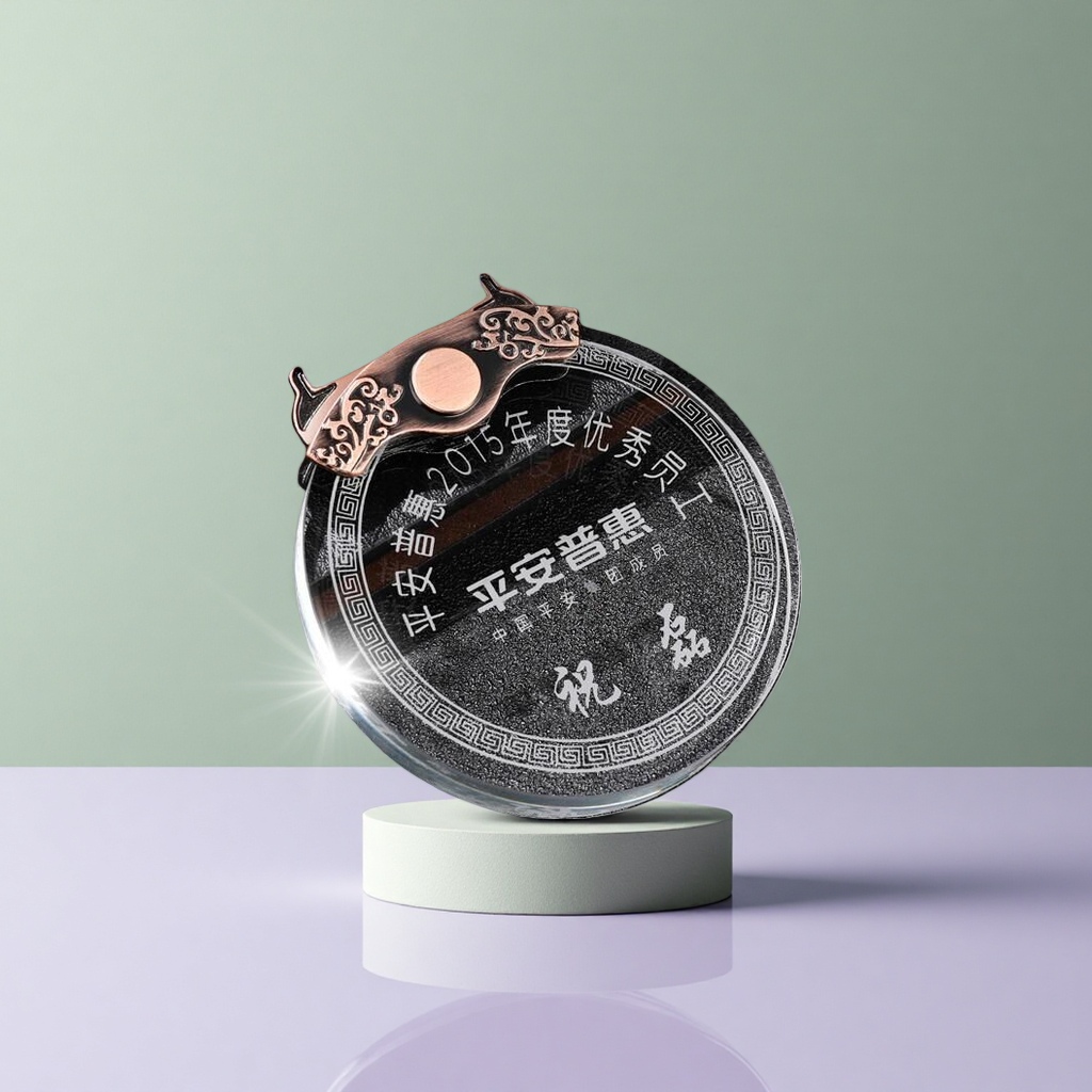 Customized souvenirs for the award ceremony with acrylic gold-plated crystal MEDALS Specification image