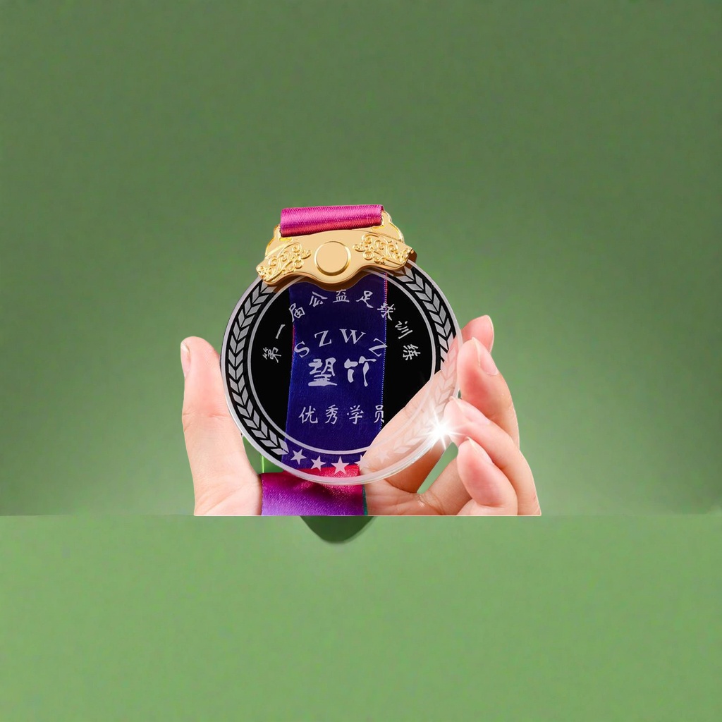 Customized high-transparency K9 crystal material medal, thick and transparent honor display for award ceremony commemoration Application Scenario