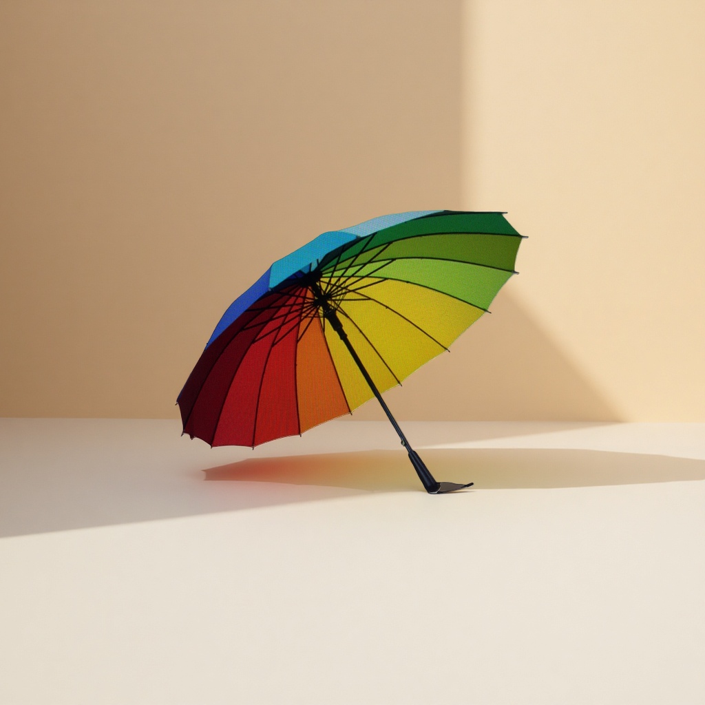 Rainbow-colored folding umbrella for both weather and rain is waterproof, sun-proof, lightweight and portable, with a high level of appearance details Picture