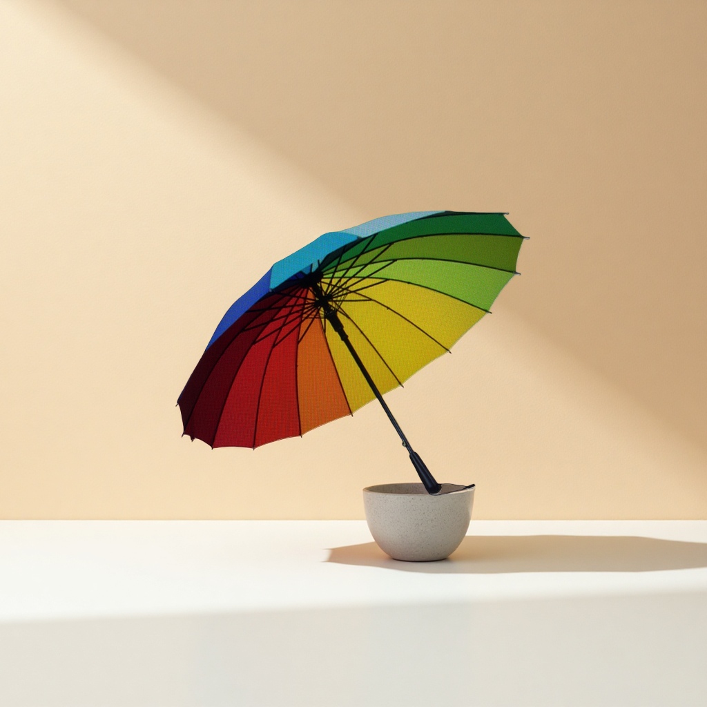 Rainbow-colored folding umbrella for both weather and rain is waterproof, sun-proof, lightweight and portable, with a high level of appearance Specification image