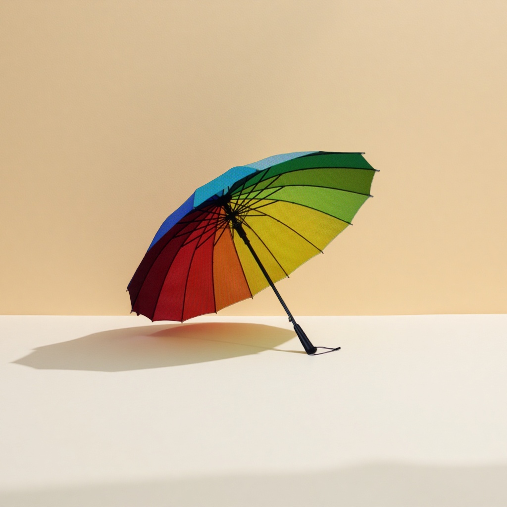 Rainbow-colored folding umbrella for both weather and rain is waterproof, sun-proof, lightweight and portable, with a high level of appearance Application Scenario