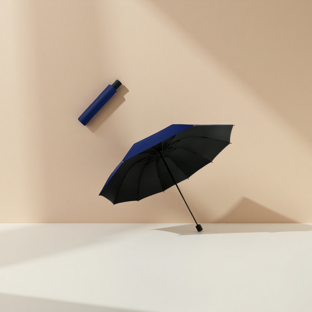 Blue and black dual-color umbrella for both weather and rain, waterproof, sun-proof, portable, foldable and automatically opens and closes Specification image