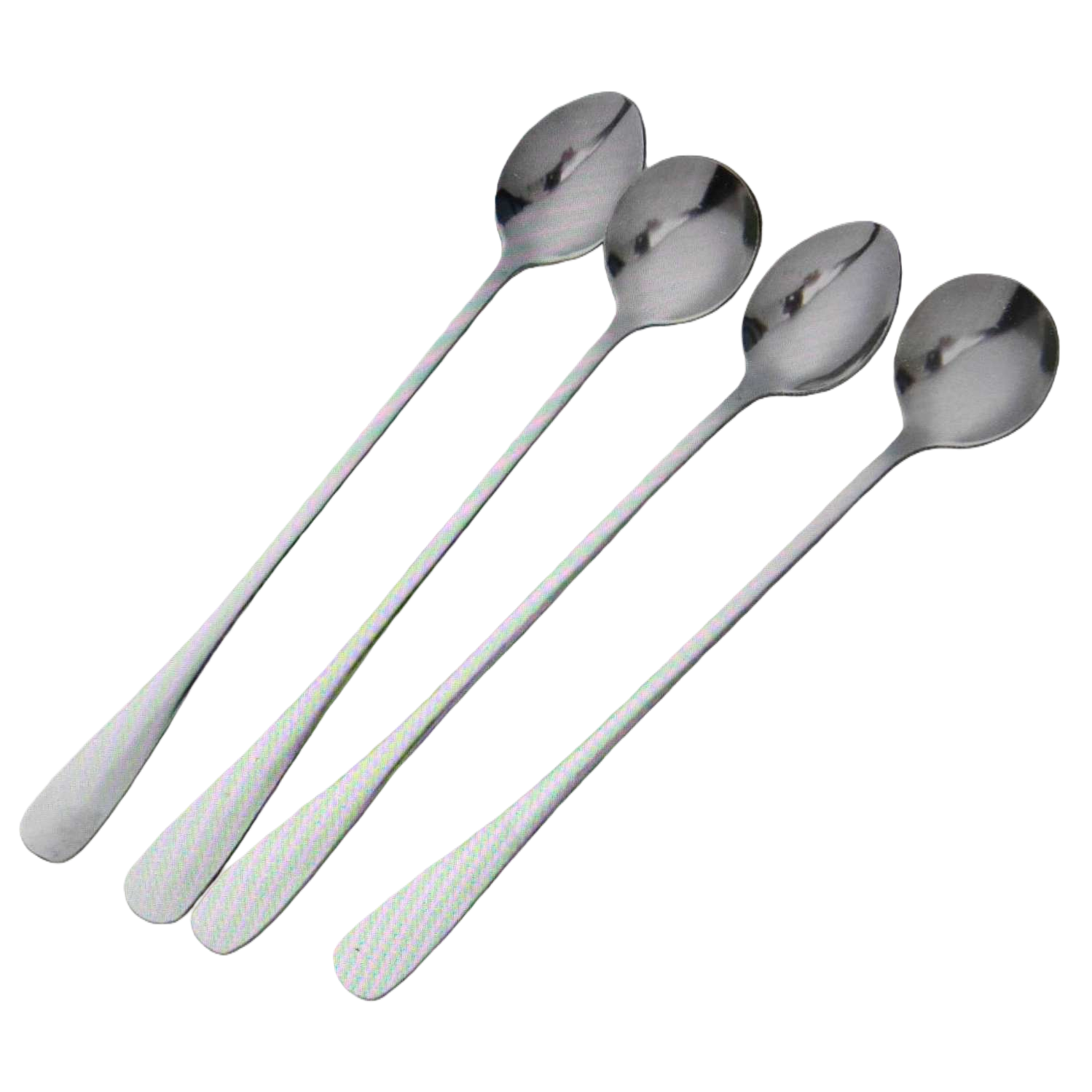 A stainless steel household coffee and tea spoon with four silver long-handled spoons Item Picture