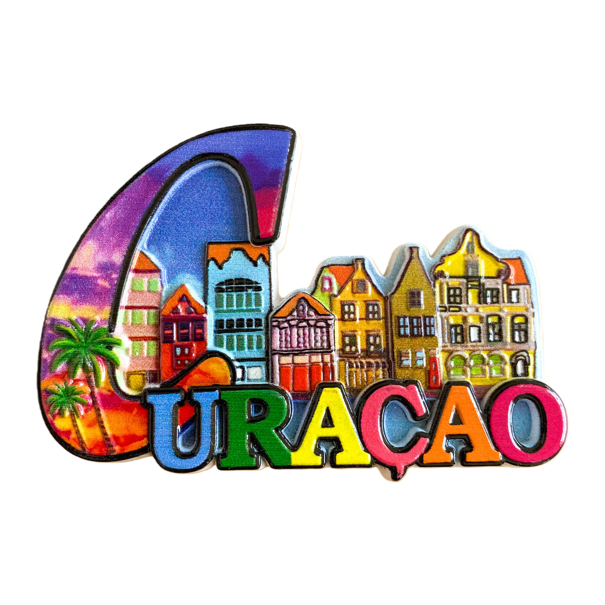 Curacao Island urban landscape color magnetic tile decoration fridge magnet Creative home decor Item Picture