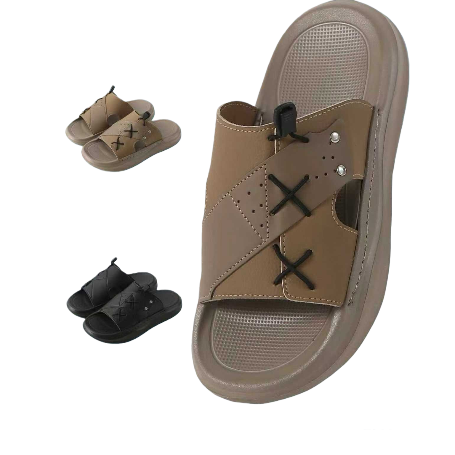 Khaki black EVA slippers 6508, unisex, anti-slip and lightweight for summer home use Application Scenario