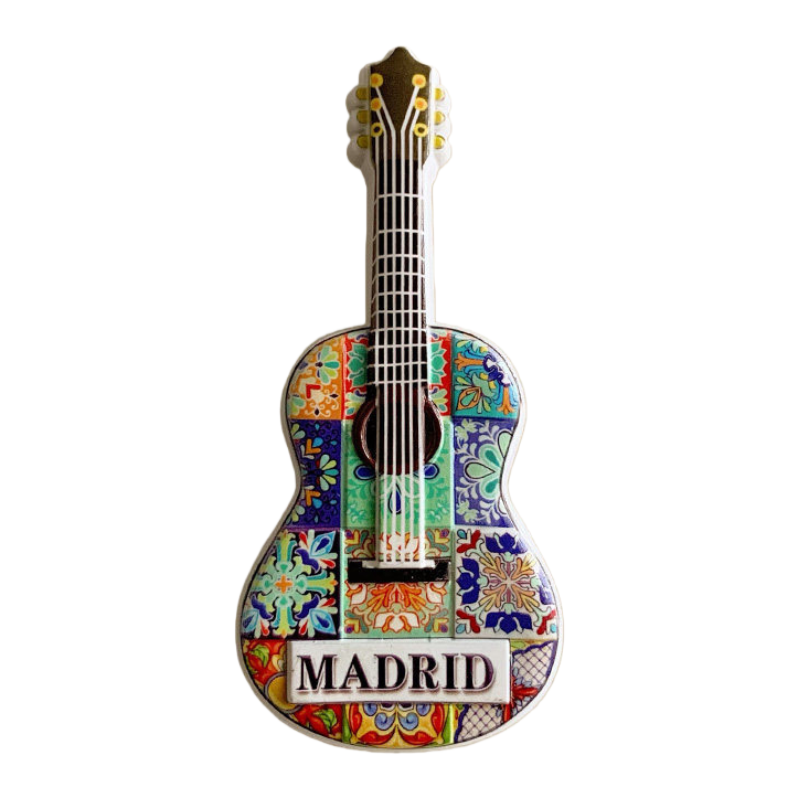 Colorful tile pattern guitar-shaped magnetic stickers for home decoration, wall storage and creative magnetic stickers Item Picture