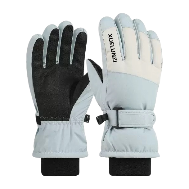 Light blue children's ski gloves with thickened anti-slip, warm and touch screen Item Picture