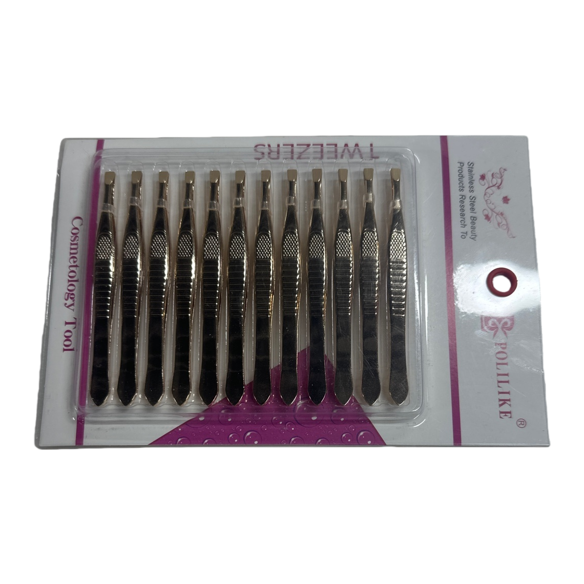 Beauty tool tweezers set of 3 pieces, stainless steel anti-slip eyebrow trimmer, eyelash curler, straight head Item Picture