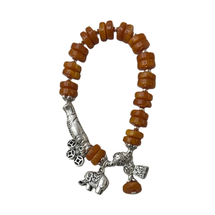 Orange agate bead bracelet, natural stone, light luxury wrist accessory Item Picture