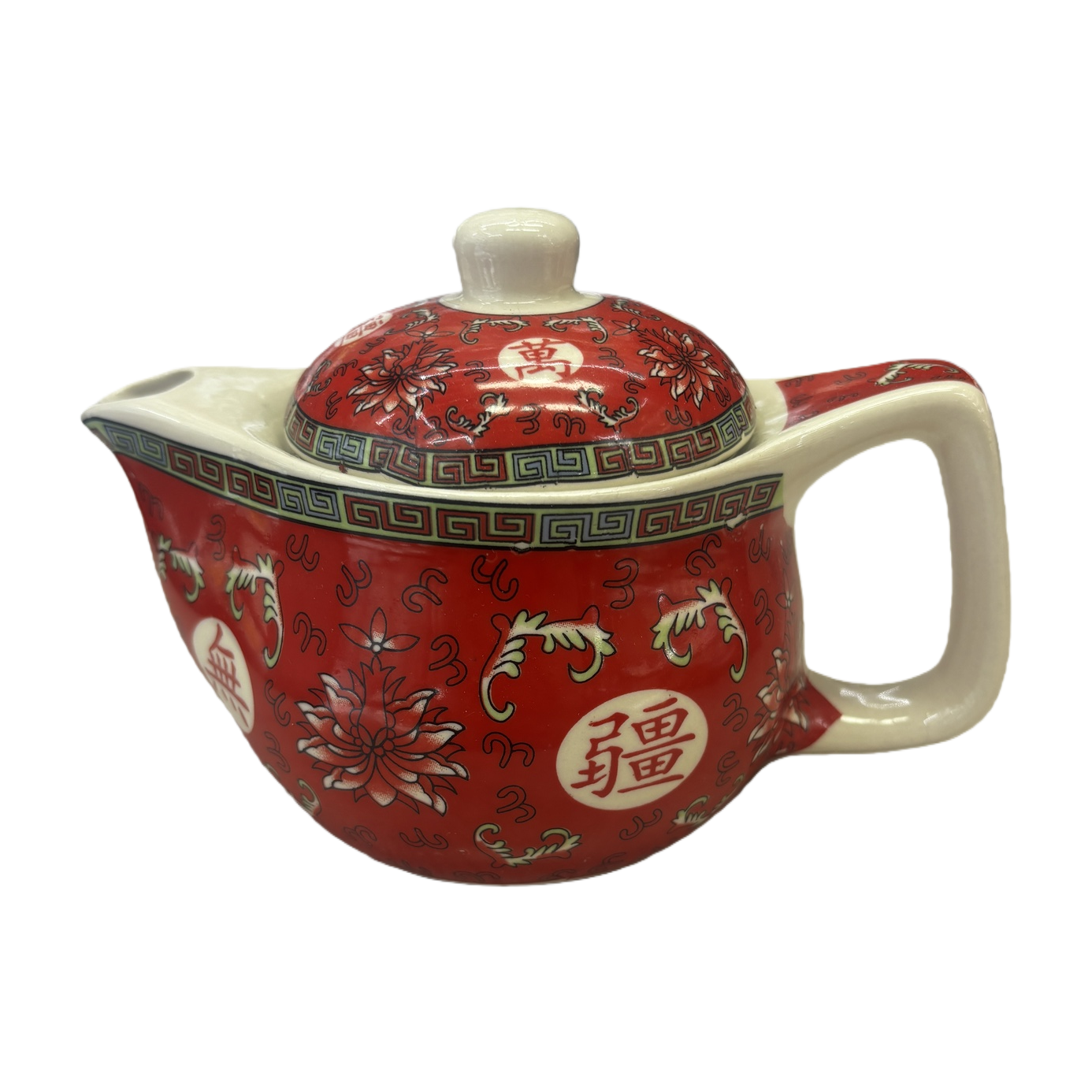 Red patterned ceramic teapot, household brewing teapot, tea set, handcrafted underglaze painting Item Picture