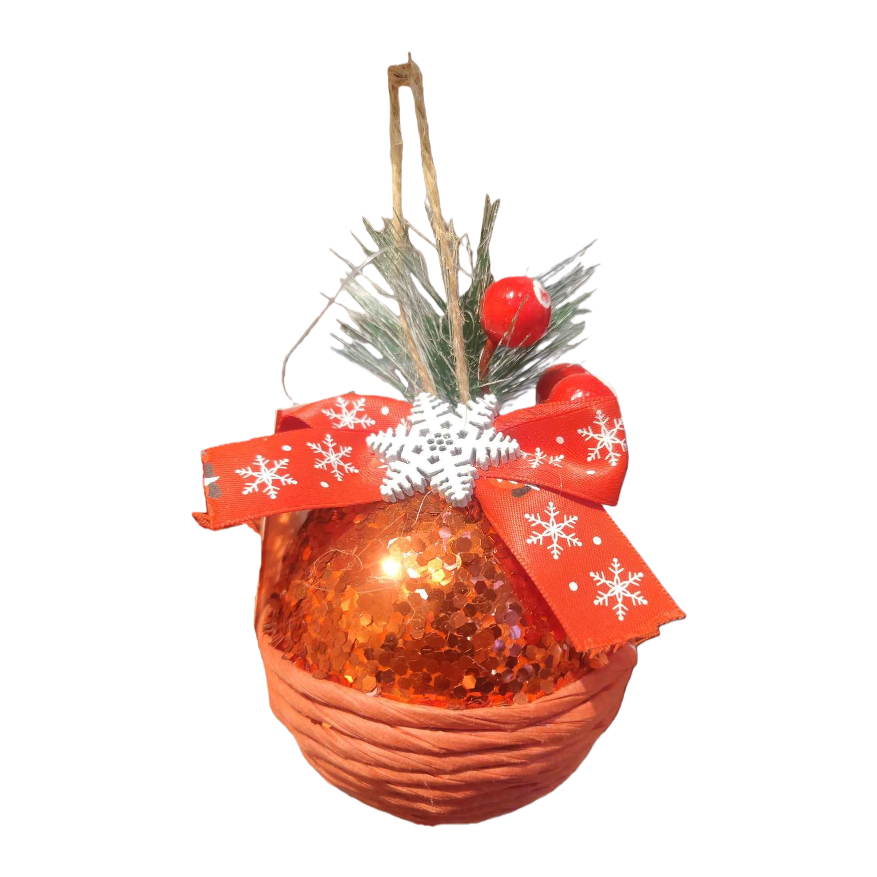 Orange shiny spherical pendant for Christmas decoration, a festive atmosphere home decor Item Picture