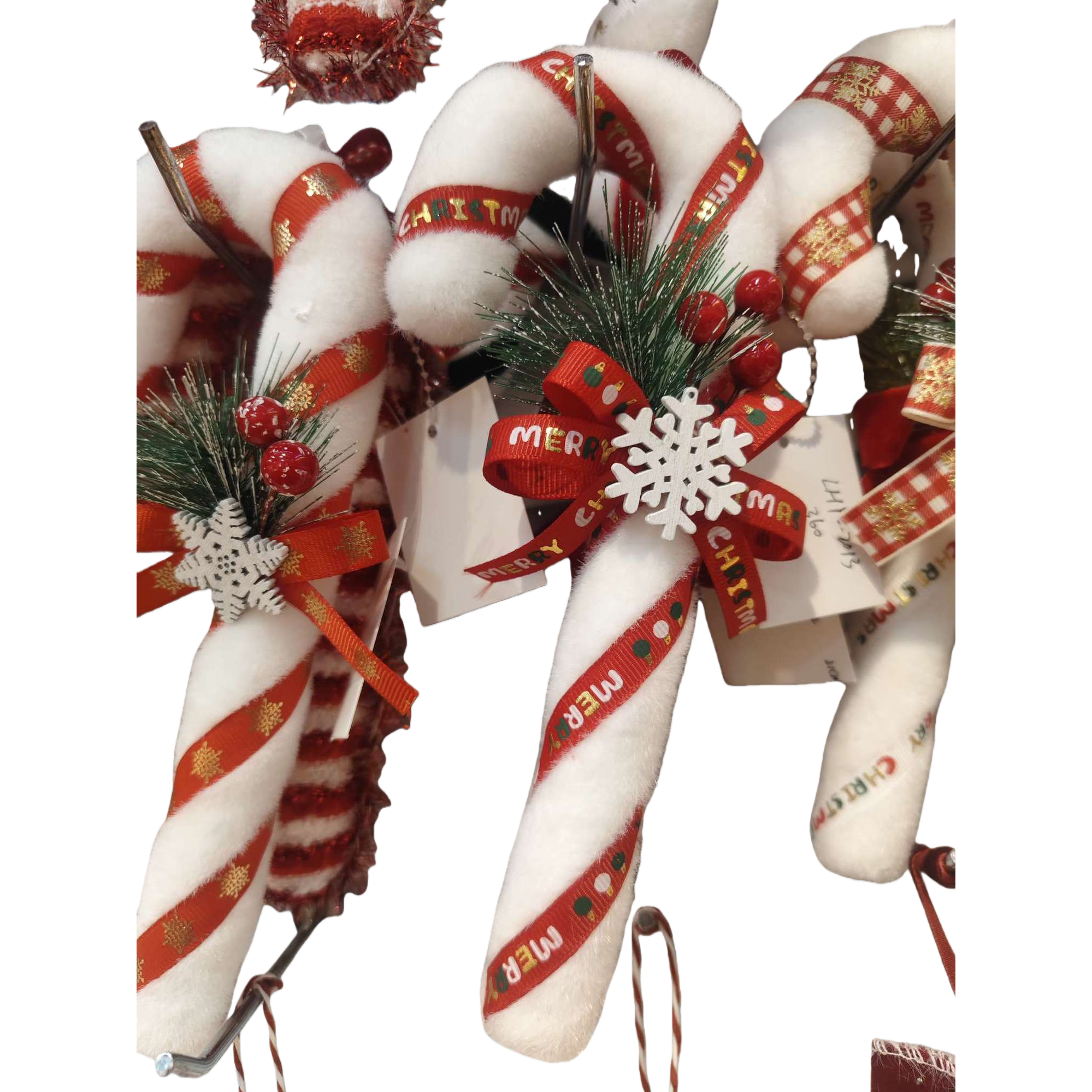 Navidad de peluche bastones azúcar colgantes decoraciones navideñas dulces lindos viento hogar puesta Item Picture