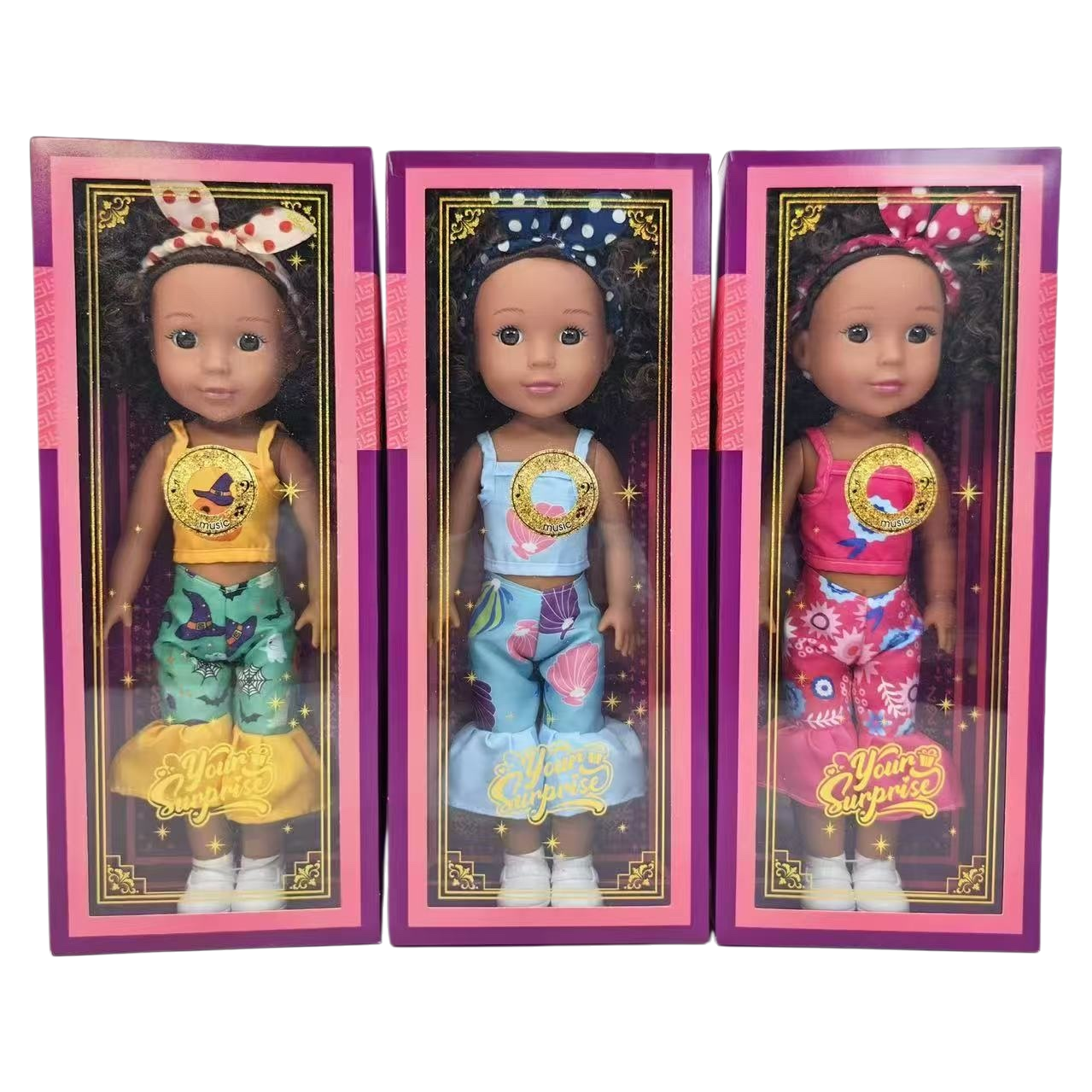 Toy doll set with three packaging boxes. Cute girl gift for dolls Item Picture
