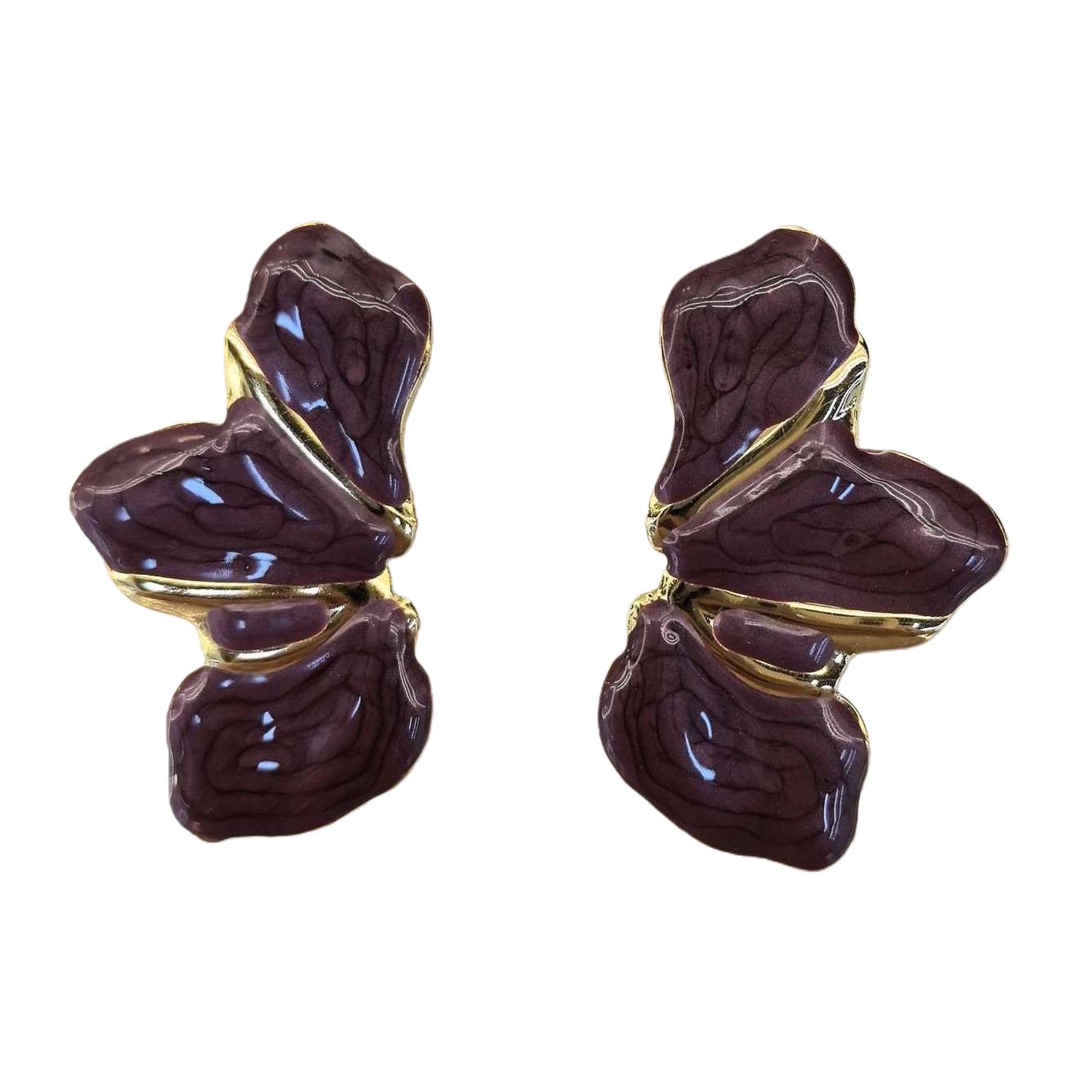 Purple butterfly-shaped earrings are fashionable and light luxury alloy earrings for women's daily wear Item Picture
