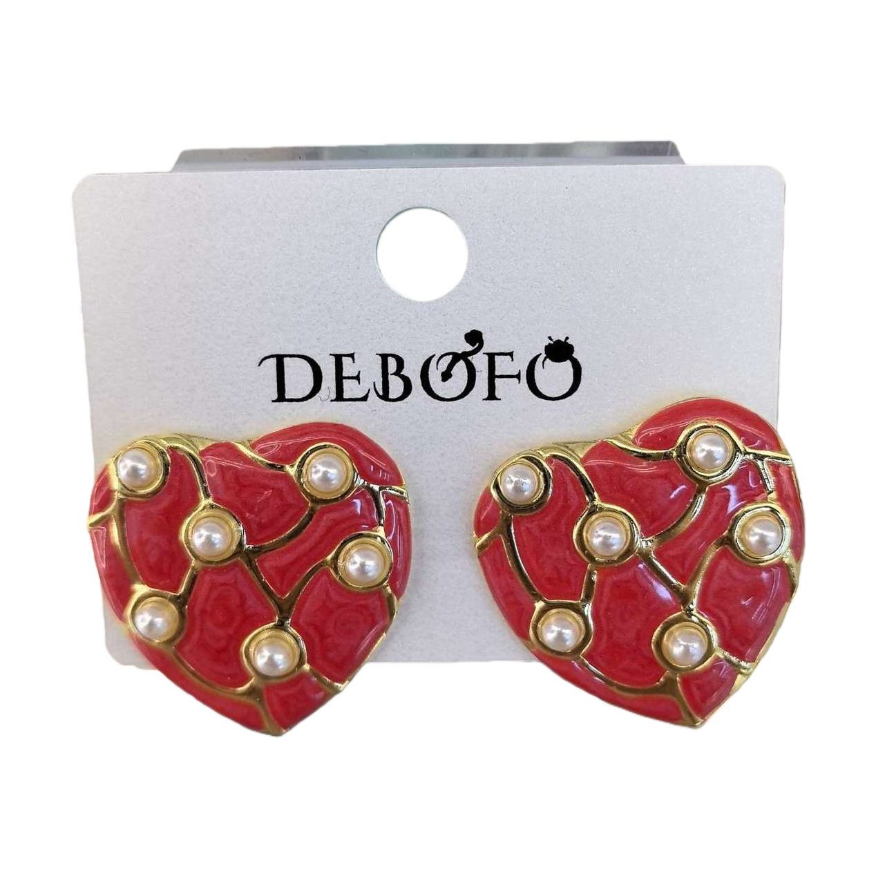 Red heart-shaped pearl stud earrings are fashionable and simple earrings that are versatile for ladies Item Picture