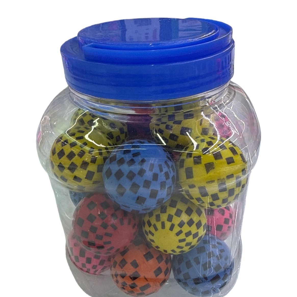 彩色棋盘格球 透明塑料罐装 儿童益智玩具 家庭桌游配件白底实物图