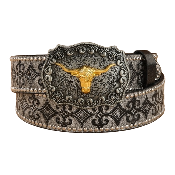 Western-style genuine leather belt men's casual belt, 1.5cm wide adjustable Item Picture