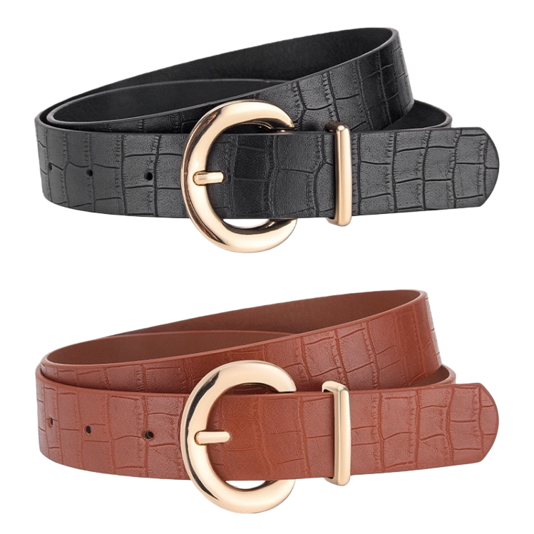 Black crocodile-patterned belt, brown crocodile-patterned belt, genuine cowhide men's belt with automatic buckle, business casual Item Picture