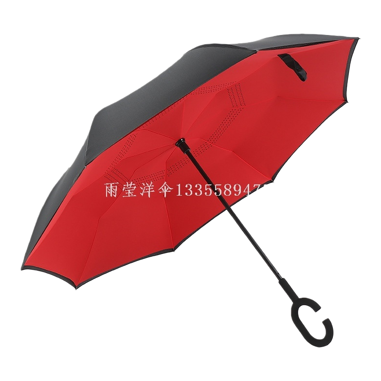 红色黑色相间时尚雨伞主体 防水防晒晴雨两用白底实物图