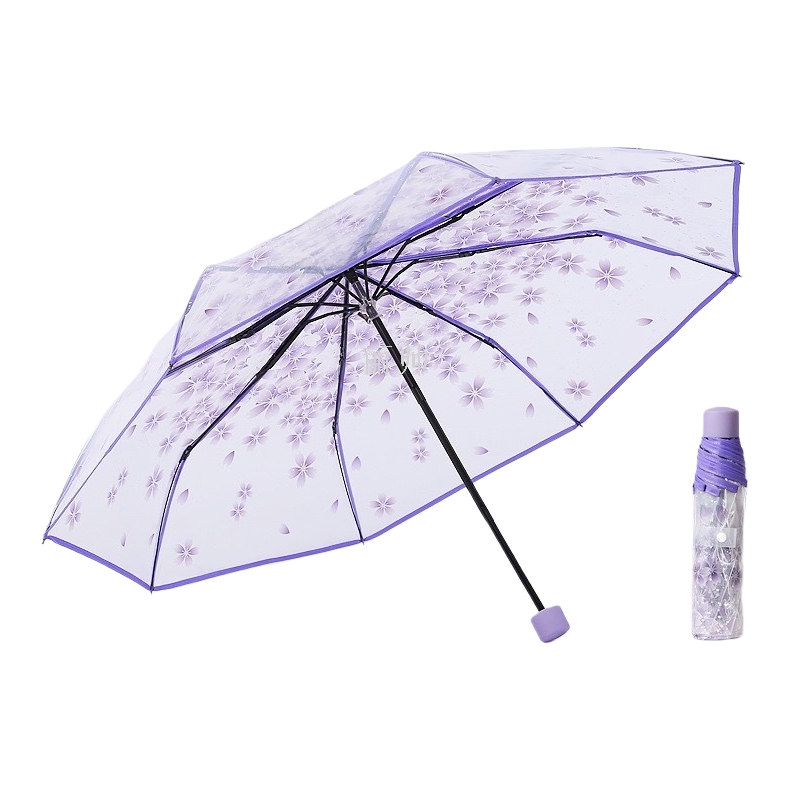 Starry sky purple transparent purple umbrella, UV protection, all-weather, lightweight folding sunshade Item Picture