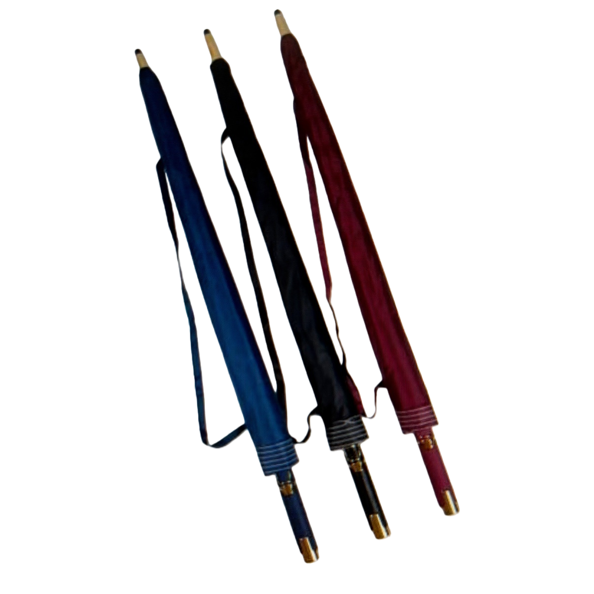 Three folding umbrellas in blue, black and wine red, portable windproof and rain gear Item Picture