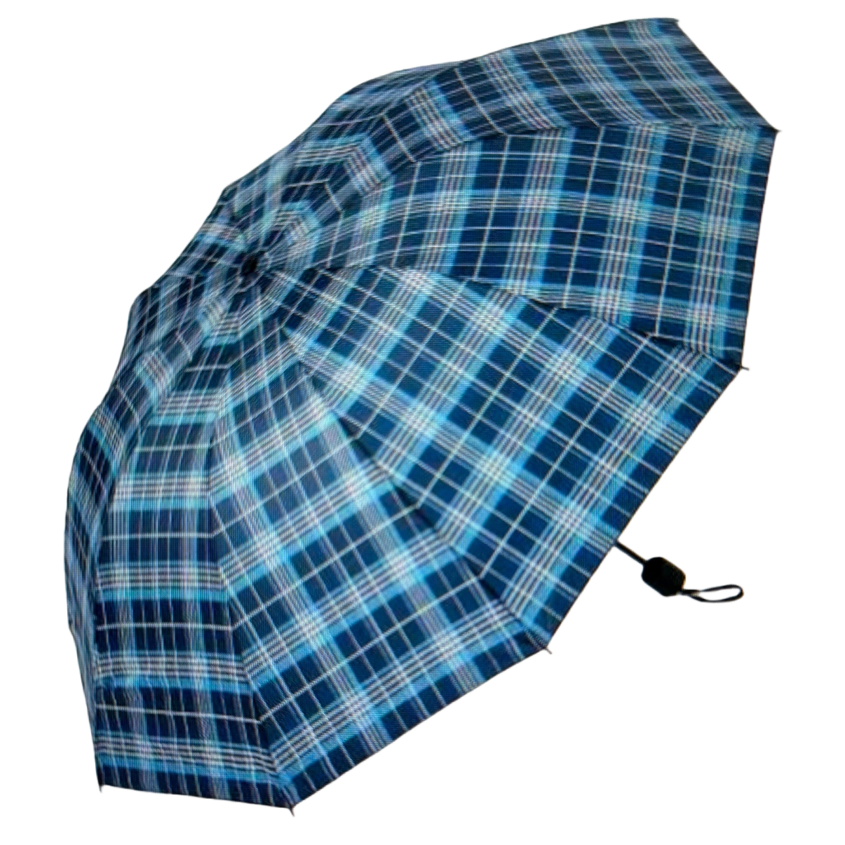 Blue checkered pattern all-weather umbrella, waterproof, sun-proof, lightweight folding umbrella Item Picture