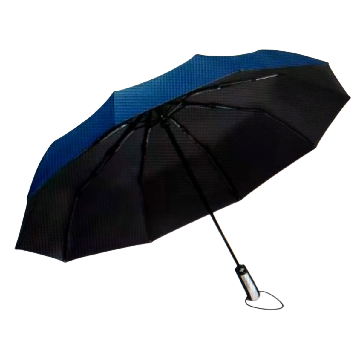 A navy blue self-opening and closing umbrella for both weather and rain, waterproof and sun-proof, portable and foldable with a long handle Item Picture