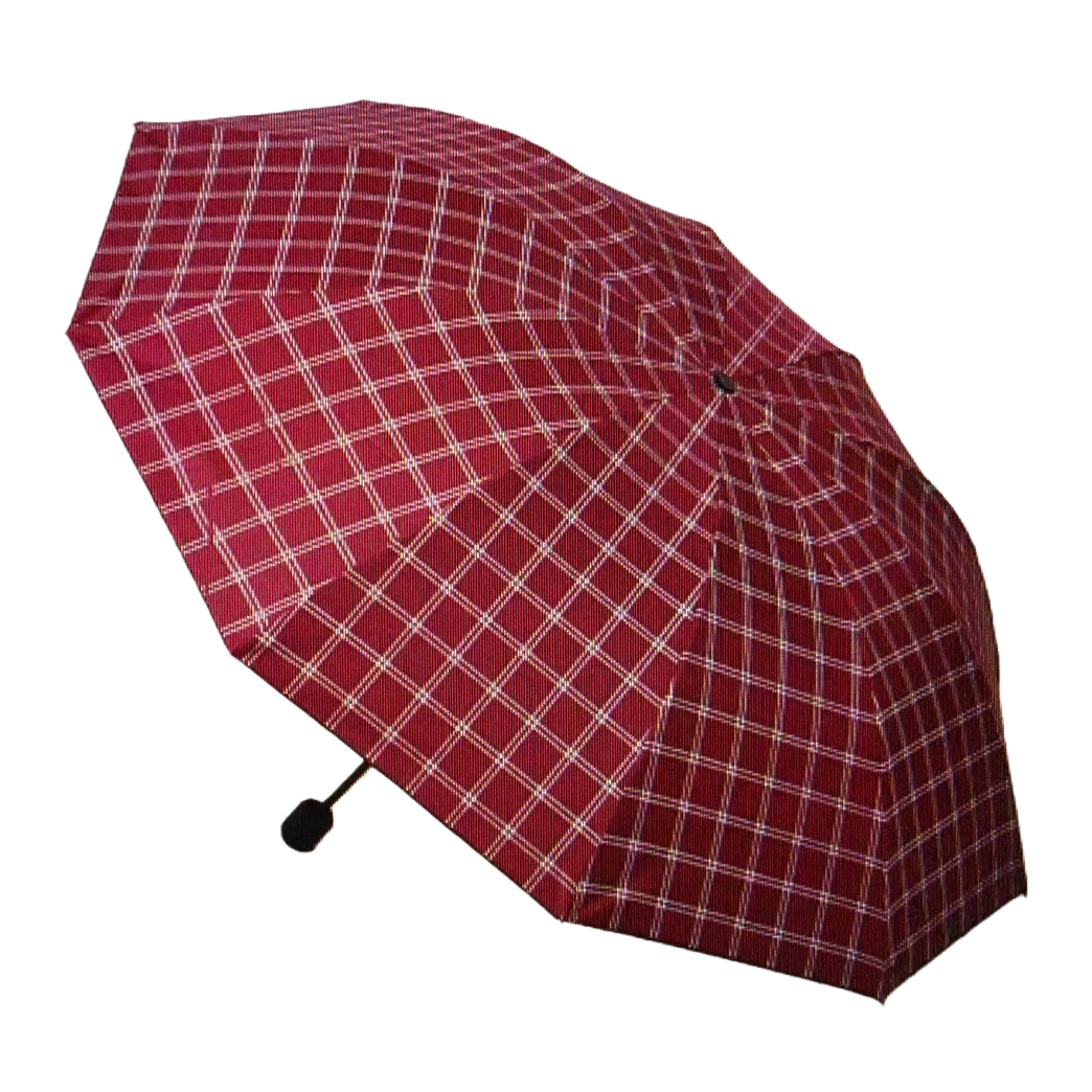 The red checkered pattern all-weather umbrella is waterproof, sun-proof, lightweight and foldable, suitable for both women and men Item Picture