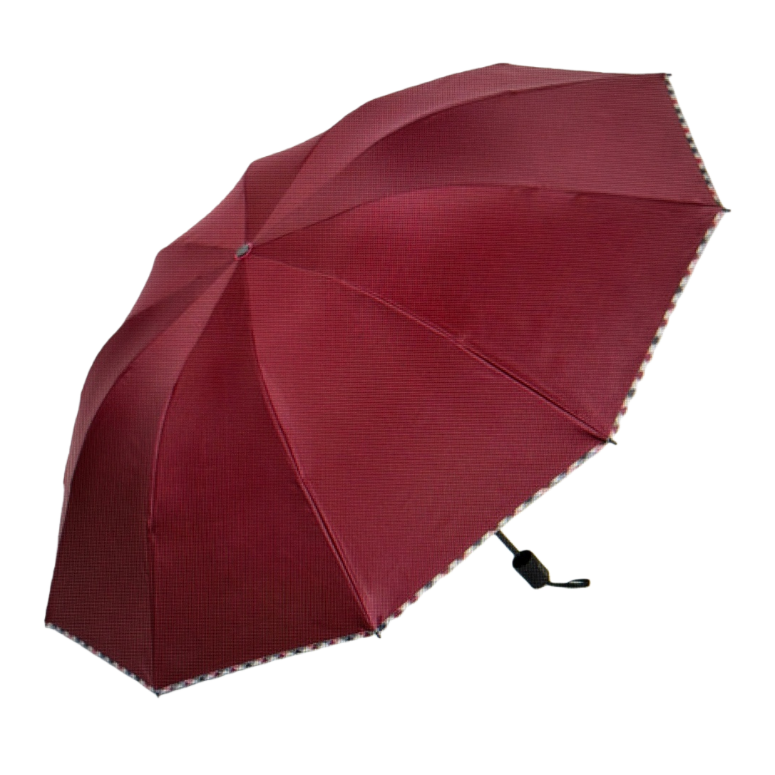 Borgoña plegable sol lluvia paraguas de doble uso ligero y portátil protección solar y lluvia para mujeres especial Item Picture