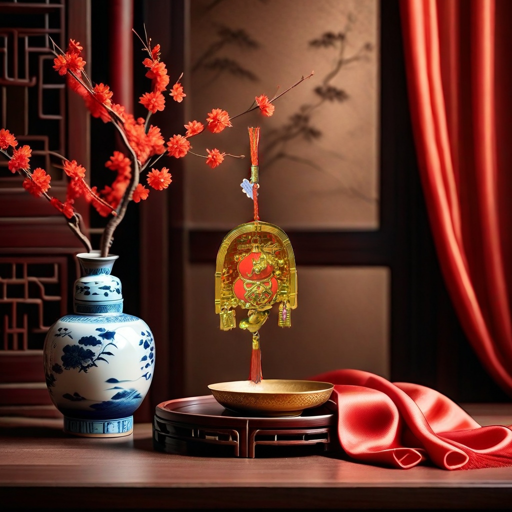 红色灯笼金色装饰挂件节日喜庆家居挂饰细节图
