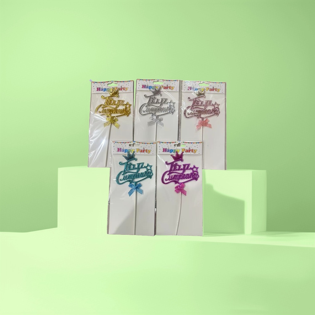 彩色生日蛋糕装饰插牌 甜品派对主题摆件可食用安全