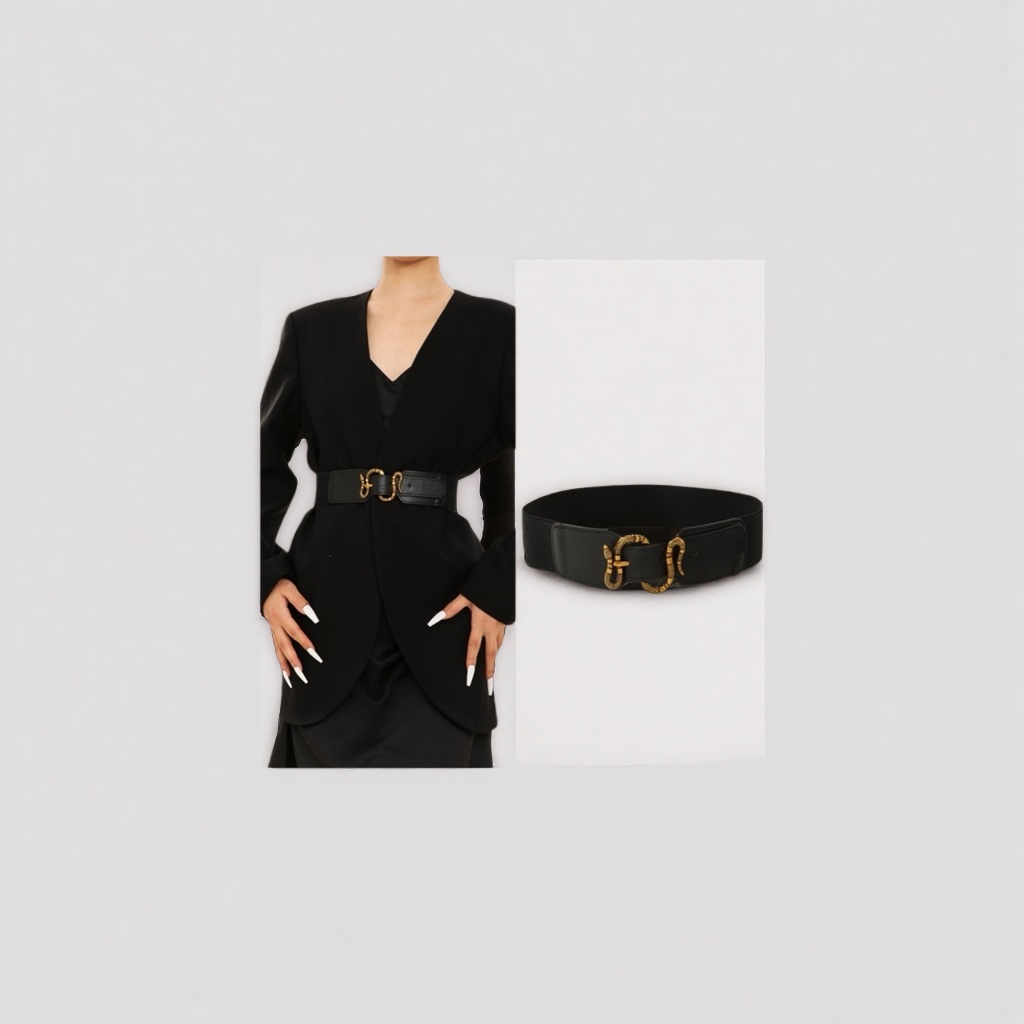 The black belt is simple and versatile. It is a 3.5cm wide adjustable leather belt Application Scenario