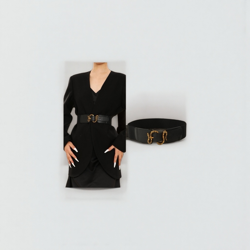 The black belt is simple and versatile. It is a 3.5cm wide adjustable leather belt details Picture