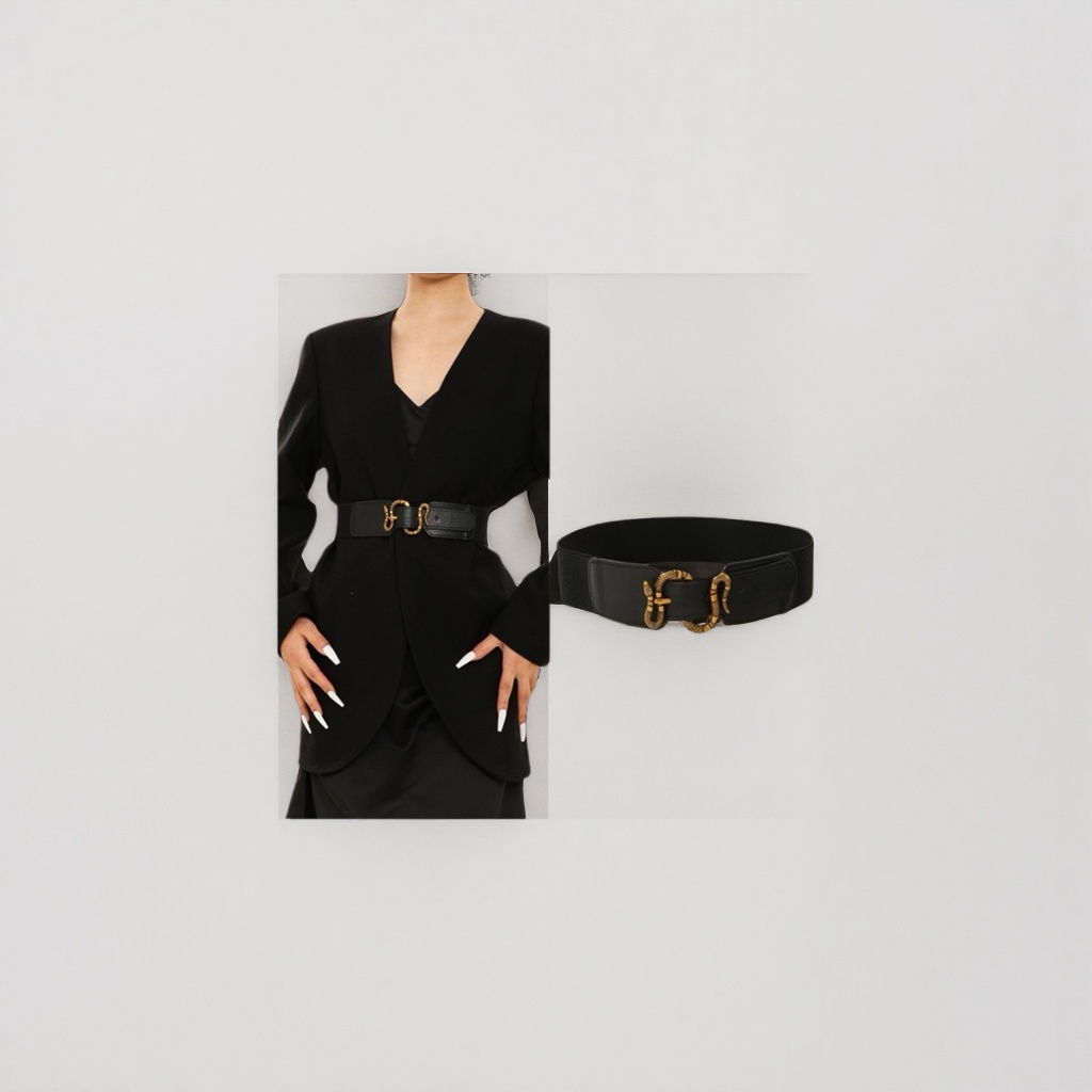 The black belt is simple and versatile. It is a 3.5cm wide adjustable leather belt Specification image