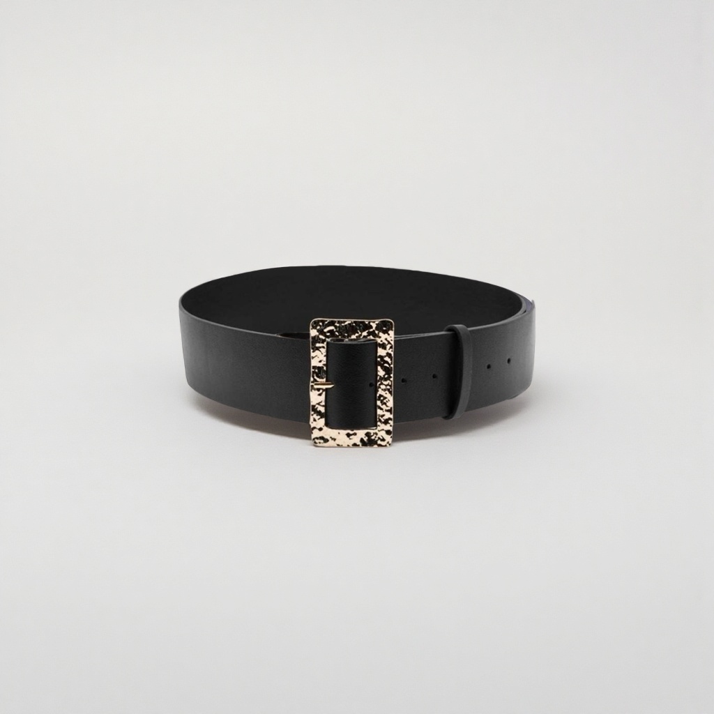 Black genuine leather men's belt, 3.5cm wide, automatic buckle business casual belt Specification image