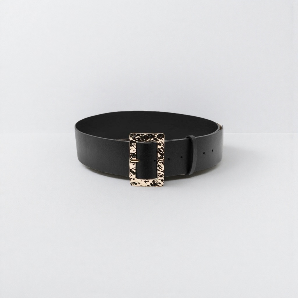 Black genuine leather men's belt, 3.5cm wide, automatic buckle business casual belt