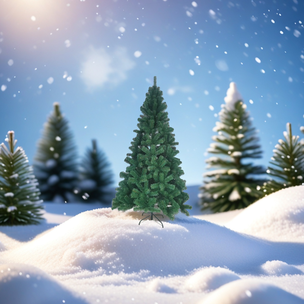 Green Christmas trees and simulated pine trees decorate the home for the festival Application Scenario