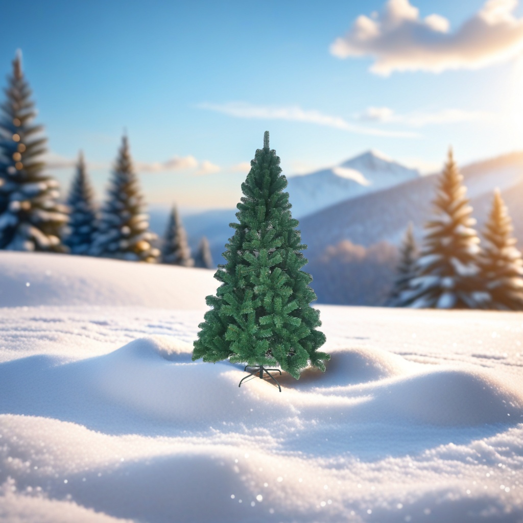 Green Christmas trees and simulated pine trees decorate the home for the festival Specification image