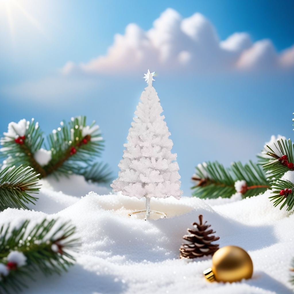 White Christmas tree decorative items for festive home living room tabletop decoration details Picture