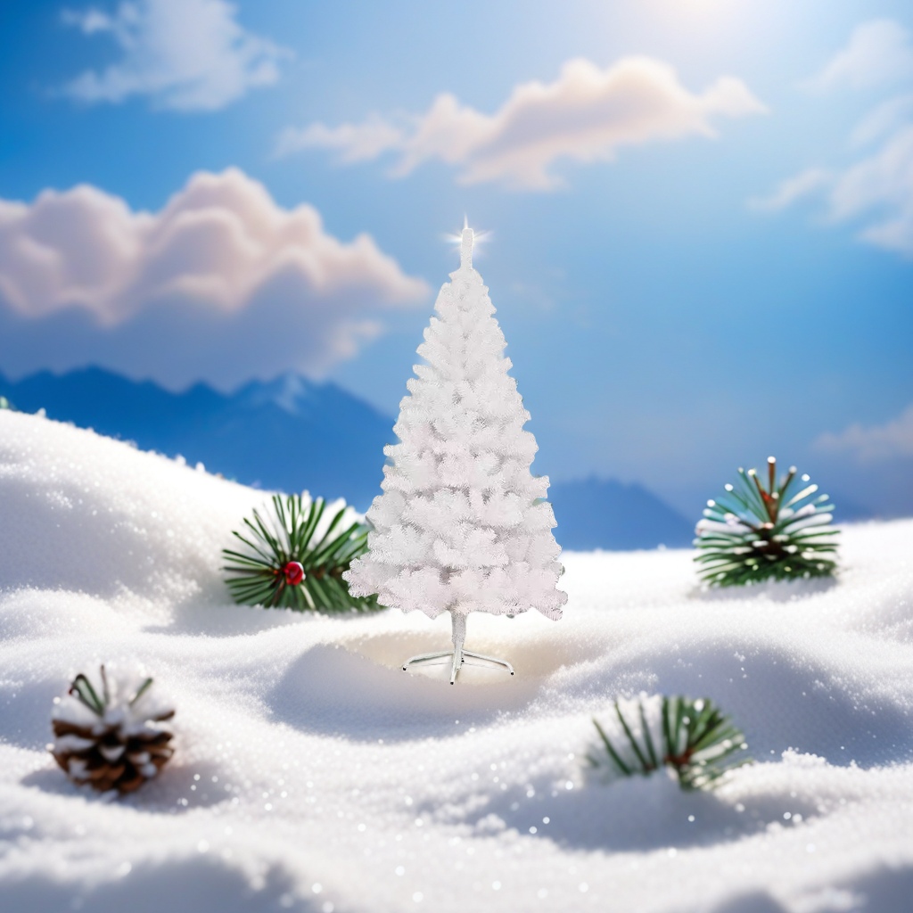 White Christmas tree decorative items for festive home living room tabletop decoration