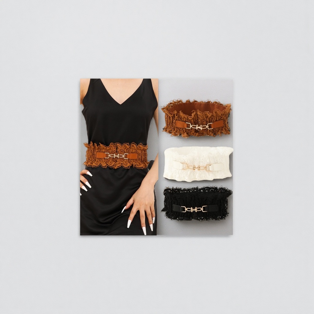 Lace belt, a fashionable and slimming belt for women, and a decorative thin waist belt Specification image