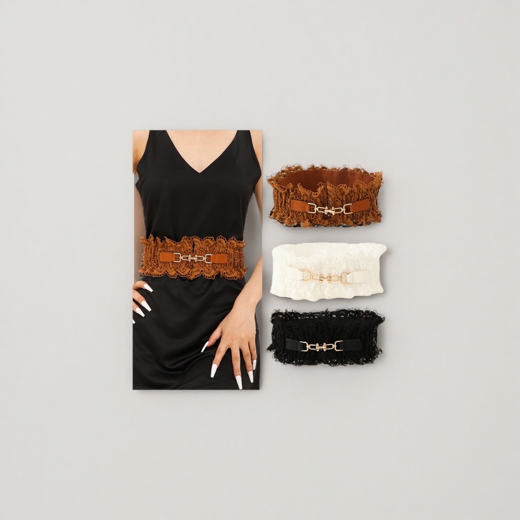 Lace belt, a fashionable and slimming belt for women, and a decorative thin waist belt details Picture