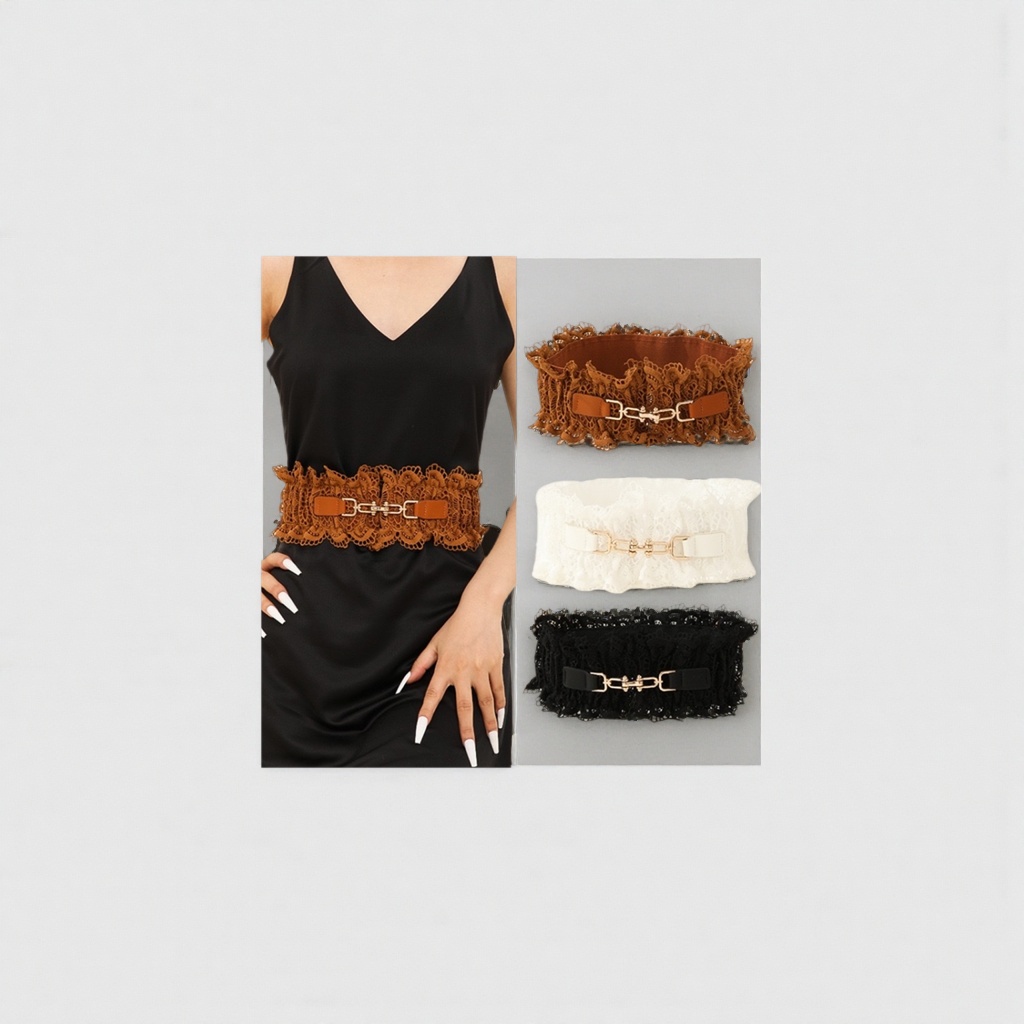 Lace belt, a fashionable and slimming belt for women, and a decorative thin waist belt